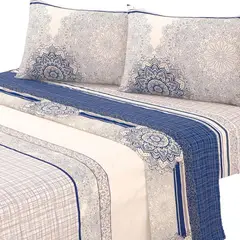 MALLORCA - Juego de Sabanas 144 Hilos King Delhi Azul