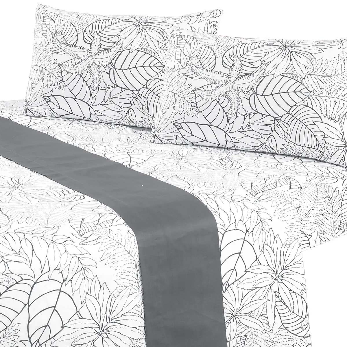 MALLORCA - Juego de Sabanas 144 Hilos King Borneo Grafito