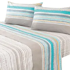 MALLORCA - Juego de Sabanas T144 2 Plazas Karachi Beige