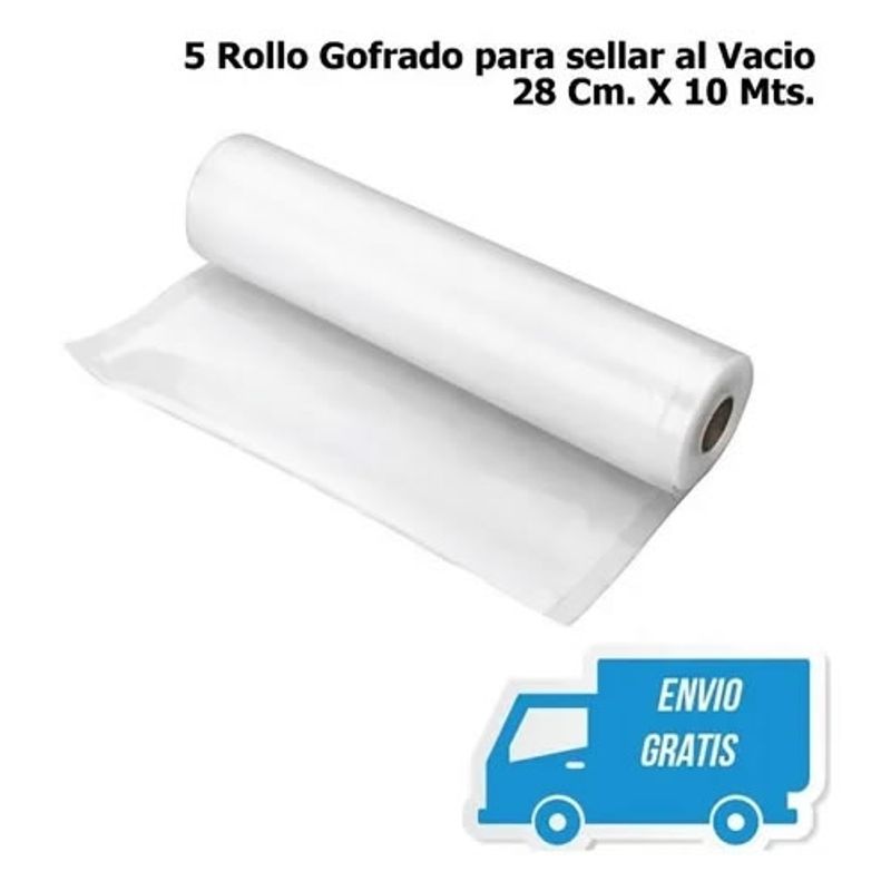 GENERICO - 5 Rollos Bolsas Para Sellar Al Vacio. 28cm X 10m.