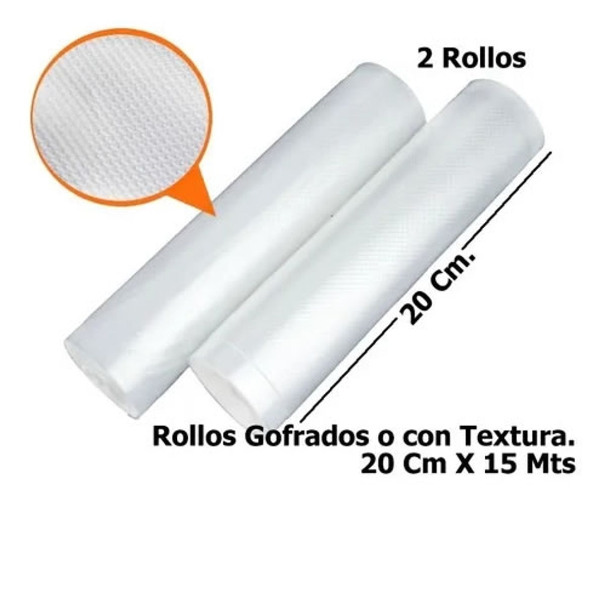 GENERICO - 2 Rollos De Bolsa Vacio Gofrada 20cm X 15mts Tipo Oster