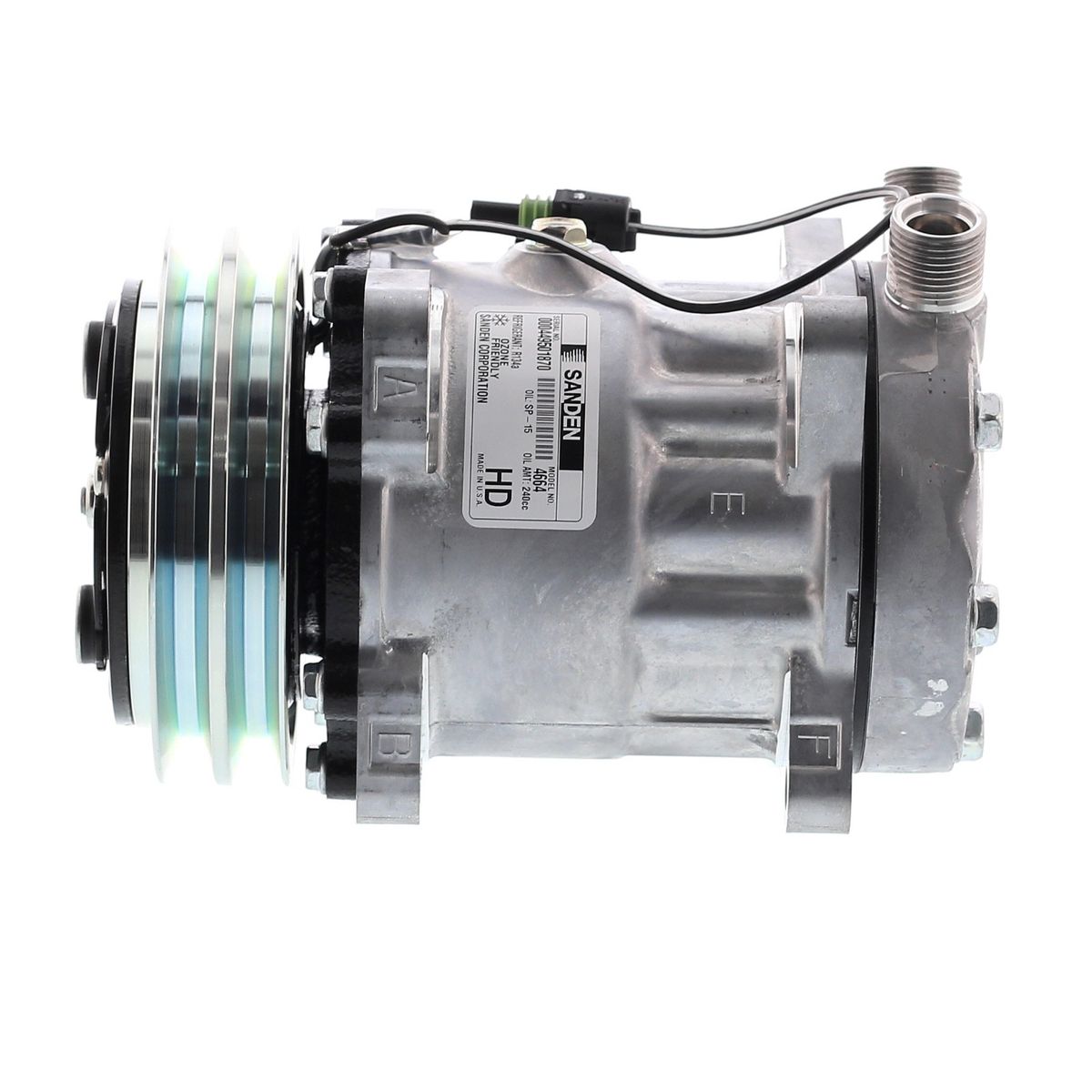 SANDEN - Compresor SD7H15 2A 12V 132MM TAPA JD (OE) 8024 SANDEN