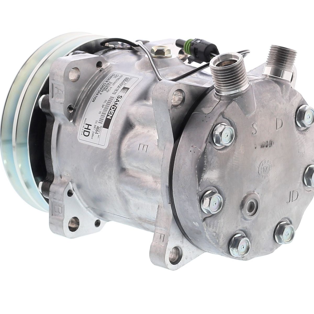 SANDEN - Compresor SD7H15 2A 12V 132MM TAPA JD (OE) 8024 SANDEN