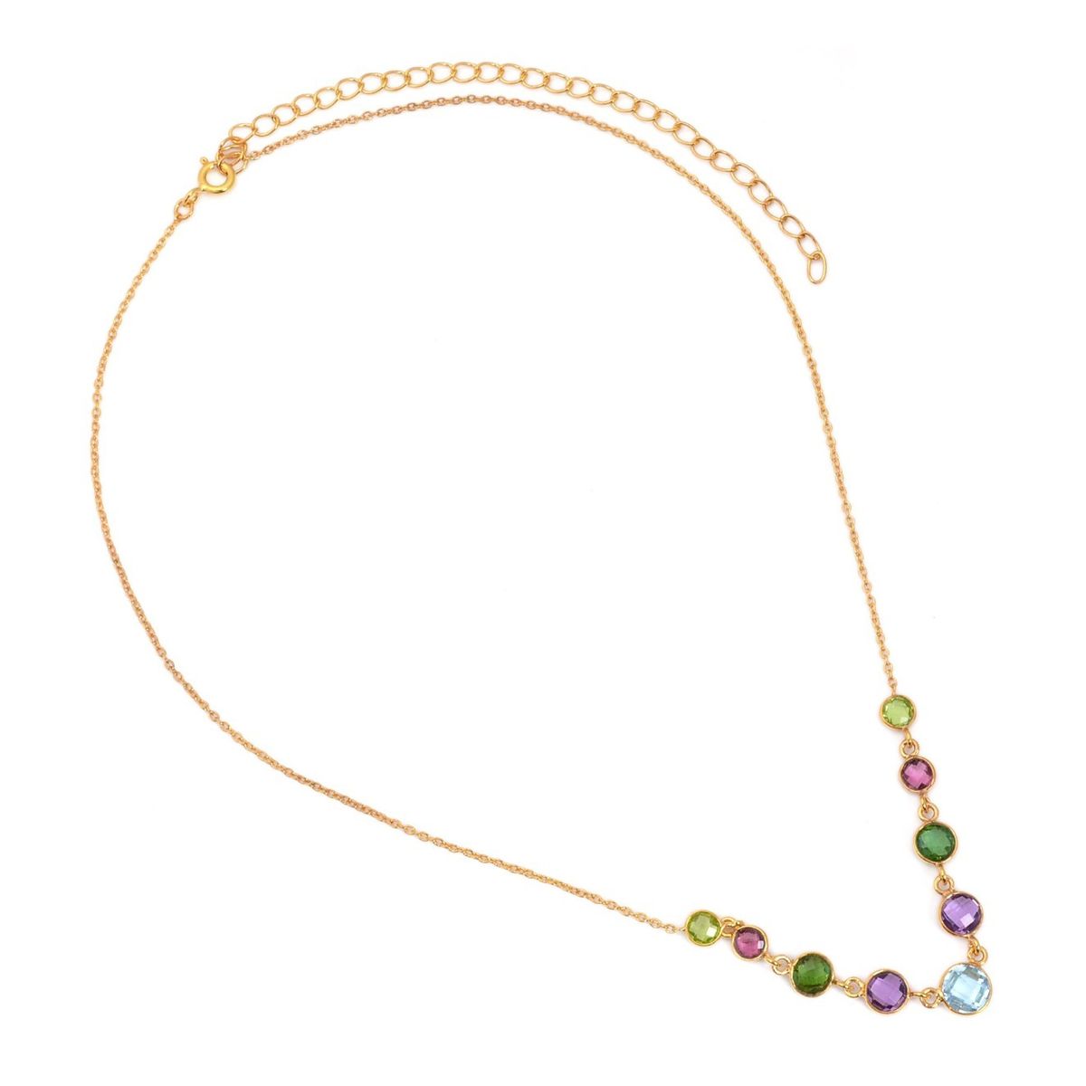 ALYN B JOYAS - Collar  de plata  en V bañado en oro multigemas ajustable Alyn B.