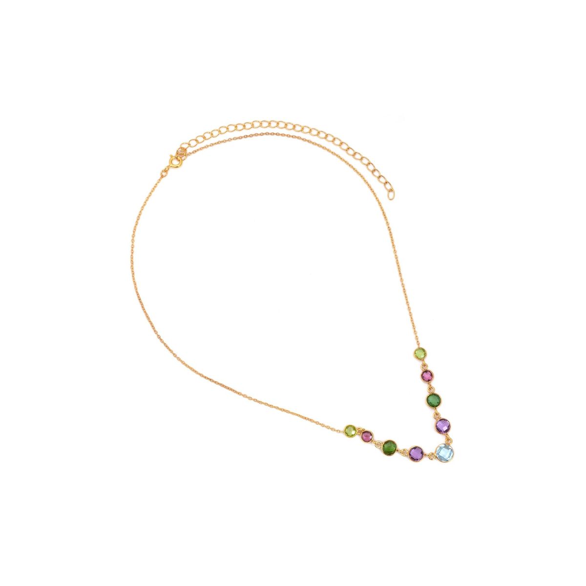 ALYN B JOYAS - Collar  de plata  en V bañado en oro multigemas ajustable Alyn B.