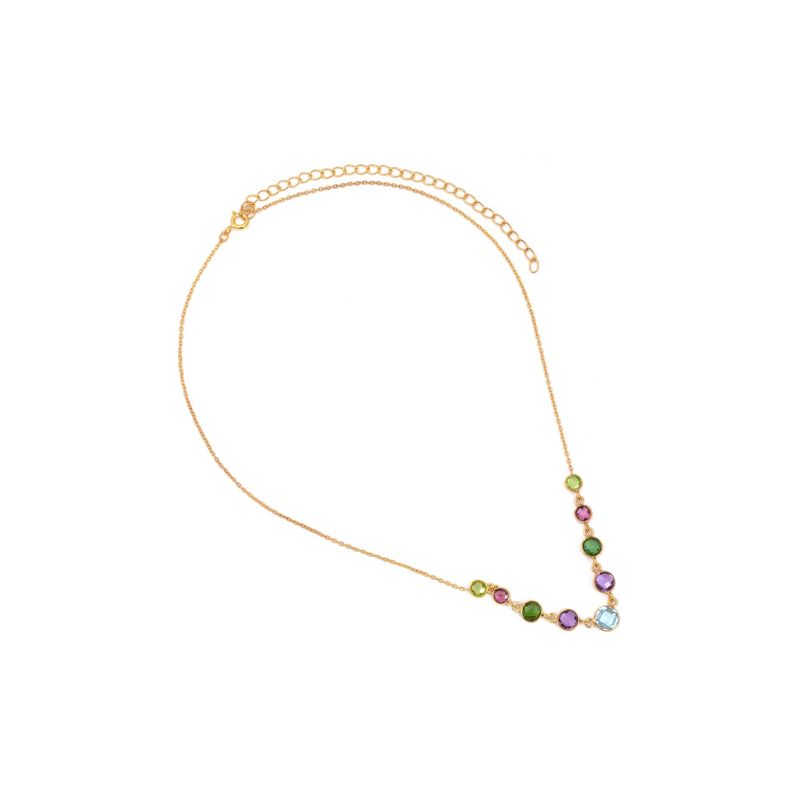 ALYN B JOYAS - Collar  de plata  en V bañado en oro multigemas ajustable Alyn B.
