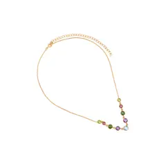 ALYN B JOYAS - Collar de plata en V bañado en oro multigemas ajustable Alyn B.