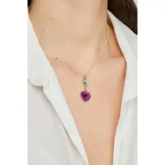 ALYN B JOYAS - Collar Pendiente Plata Corazón Amatista faceteado