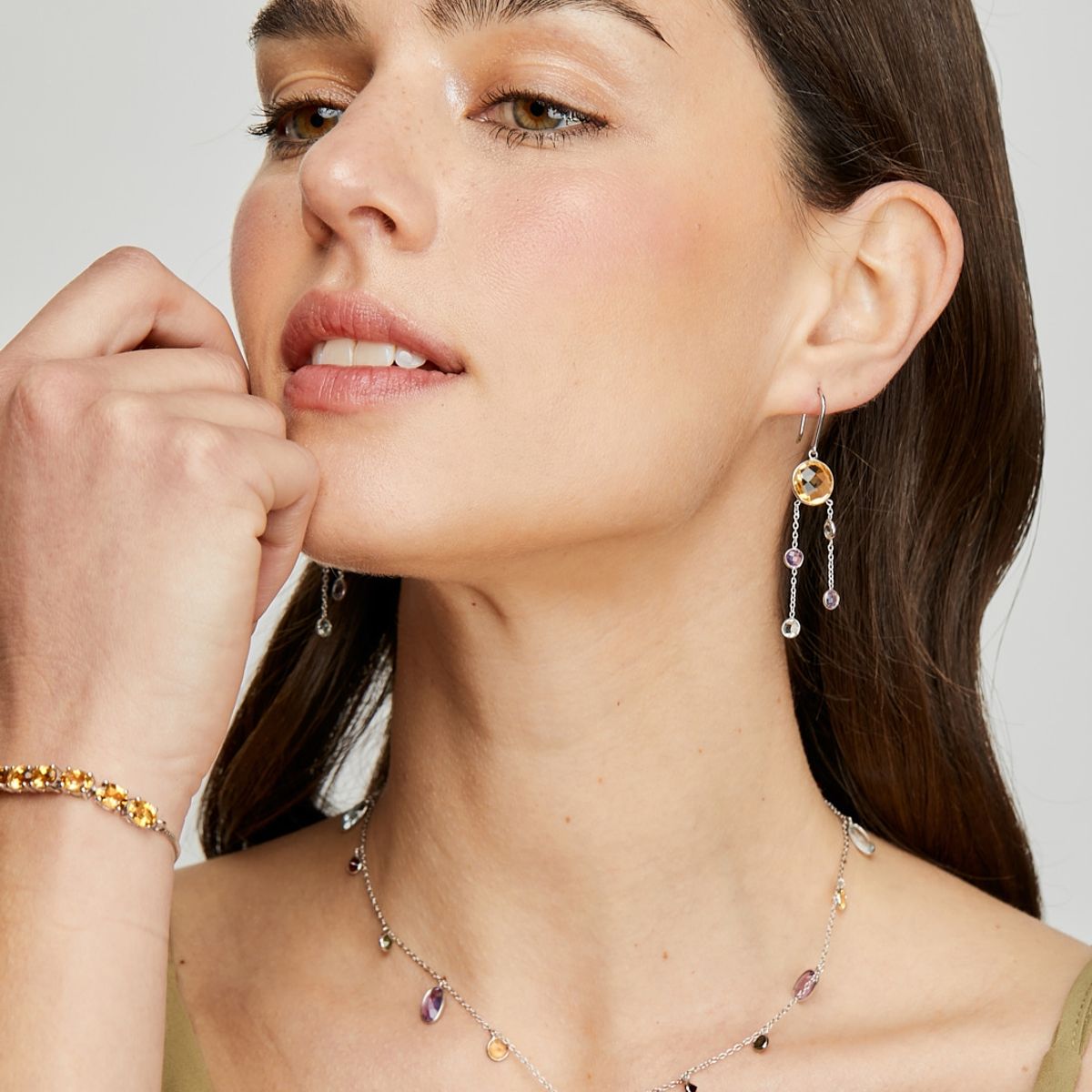 ALYN B JOYAS - Collar Plata multigemas ajustable Alyn B