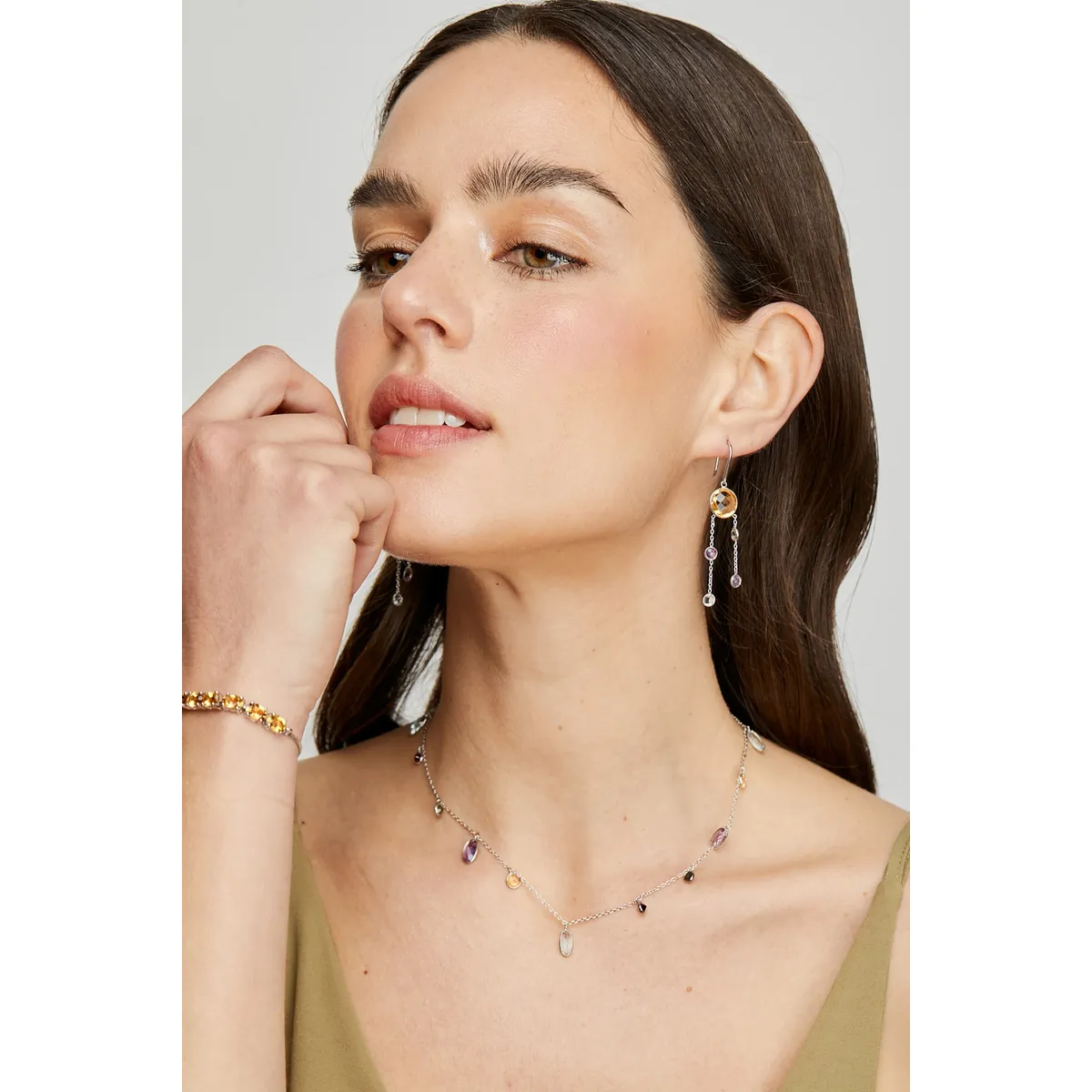 ALYN B JOYAS - Collar Plata multigemas ajustable Alyn B