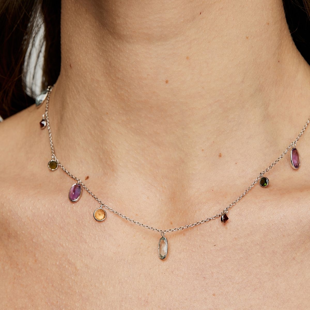 ALYN B JOYAS - Collar Plata multigemas ajustable Alyn B