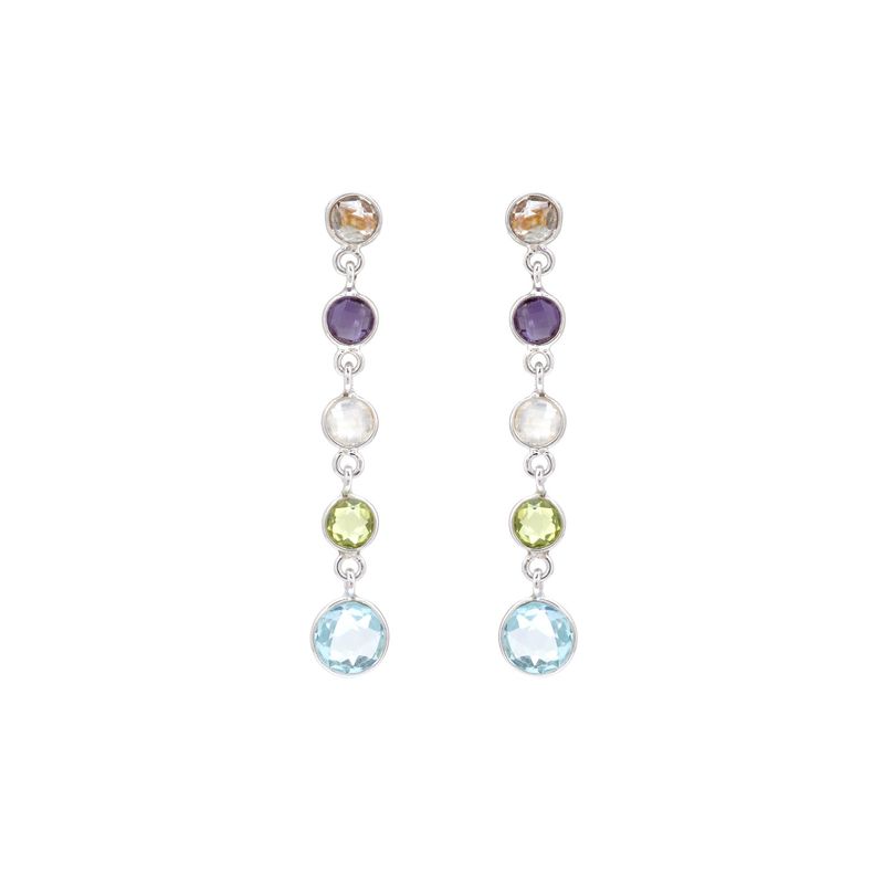 ALYN B JOYAS - Aros  de plata Topacio Blanco Amatista Piedra Luna  Peridoto Topaz