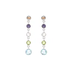 ALYN B JOYAS - Aros de plata Topacio Blanco Amatista Piedra Luna Peridoto Topaz