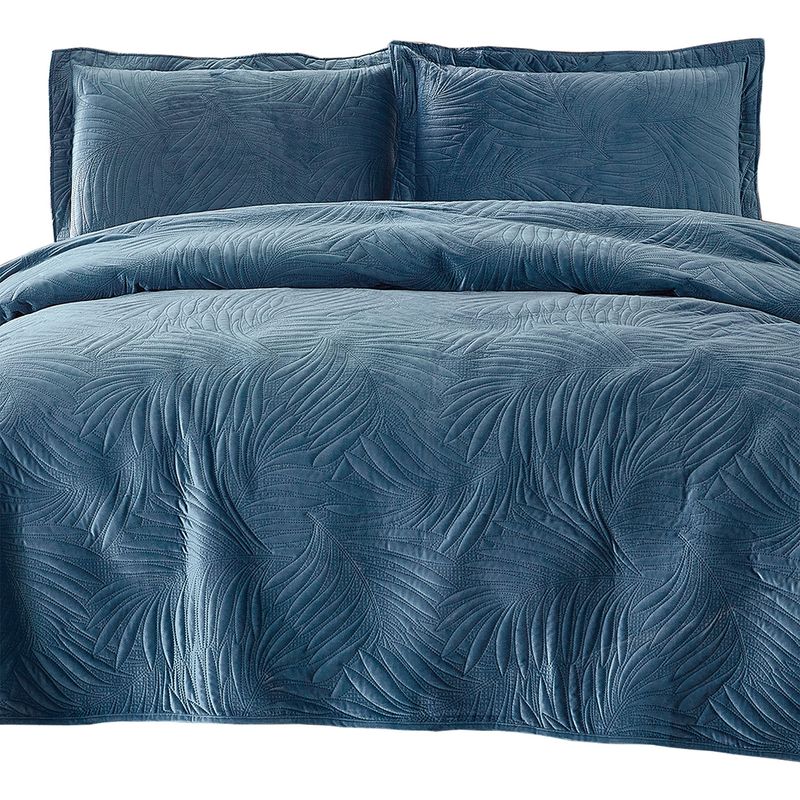 MALLORCA - Quilt Liso Velvet Ibiza Petroleo 2 Pzas