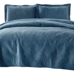 MALLORCA - Quilt Liso Velvet Ibiza Petroleo 2 Pzas