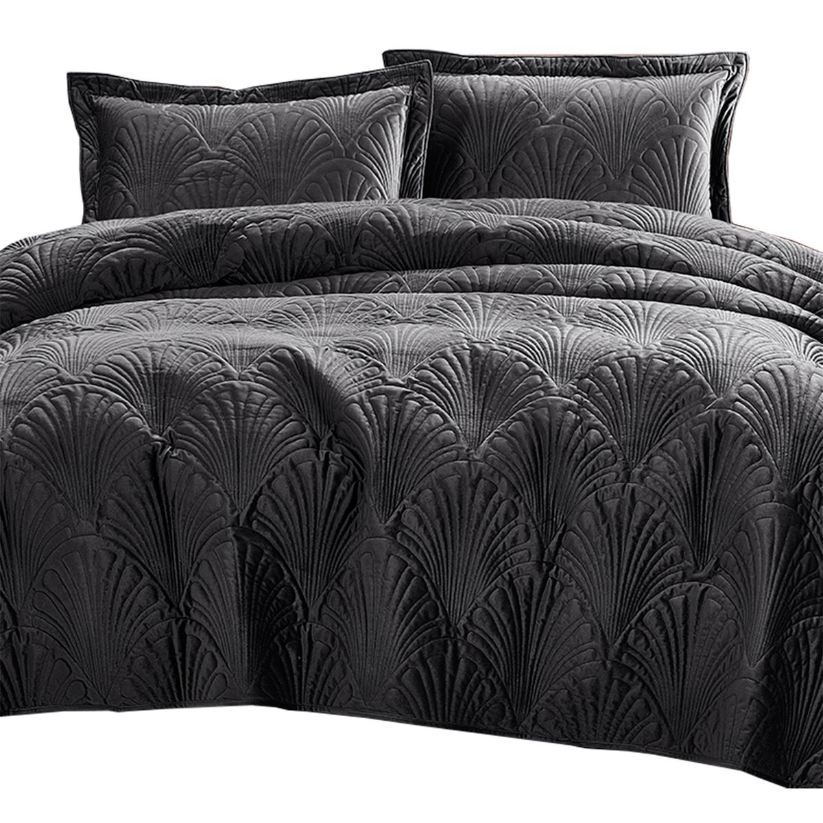 MALLORCA - Quilt Liso Velvet Paris Grafito 1,5 Pzas