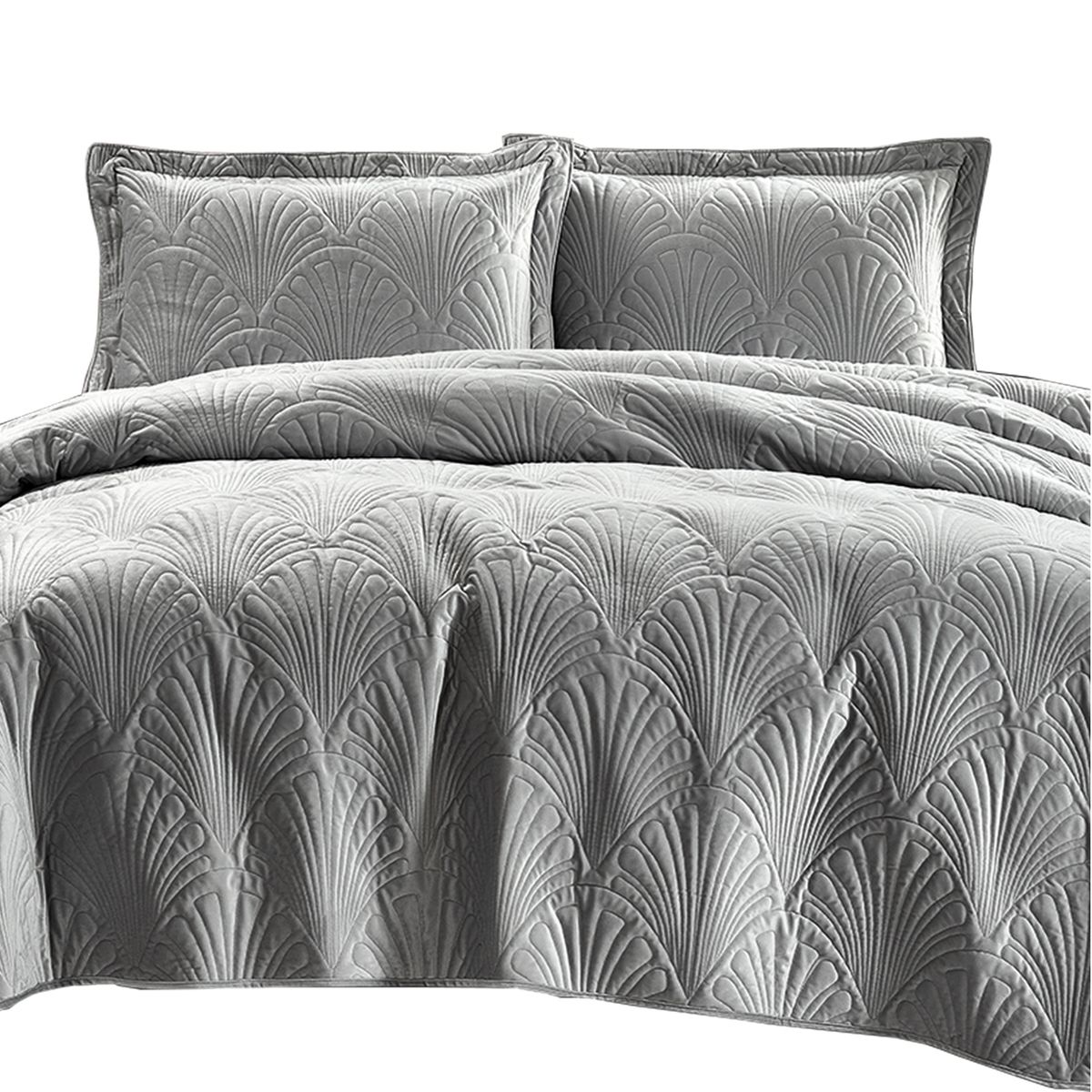 MALLORCA - Quilt Liso Velvet Paris Gris Perla King