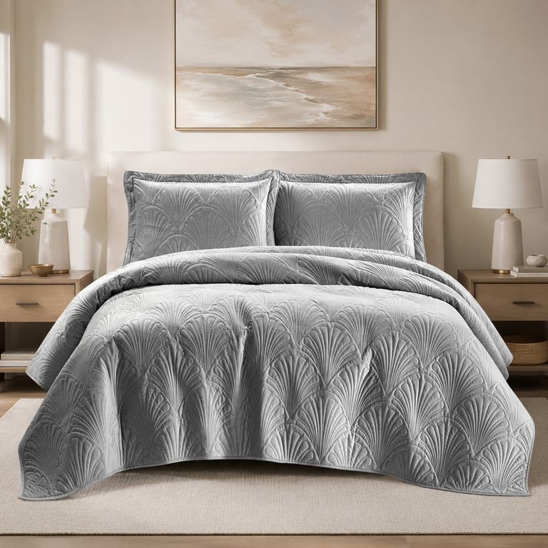 Quilt Liso Velvet Paris Gris Perla 2 Pzas
