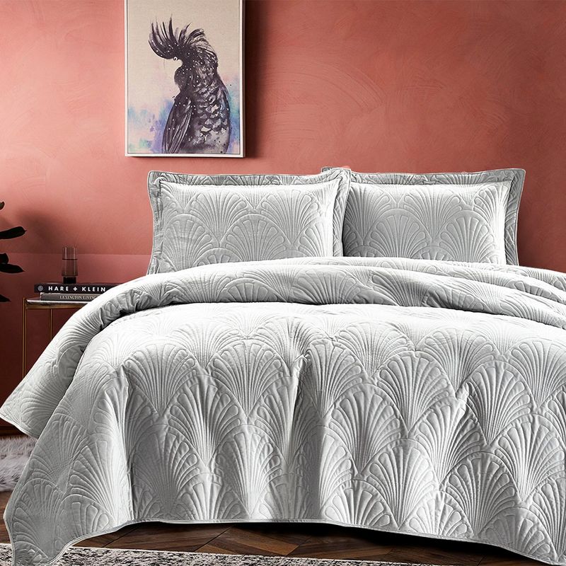 MALLORCA - Quilt Liso Velvet Paris Gris Perla 1,5 Pzas