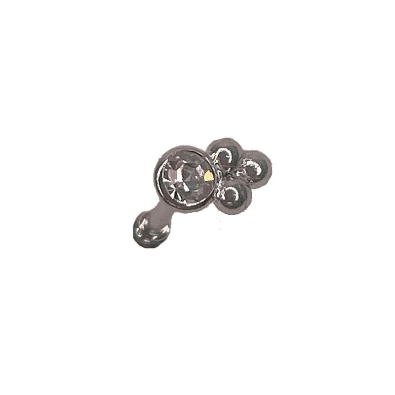 GENERICO - Aros Mujer Piercing tres bolita y 1 circón Acero Philippa Joyas