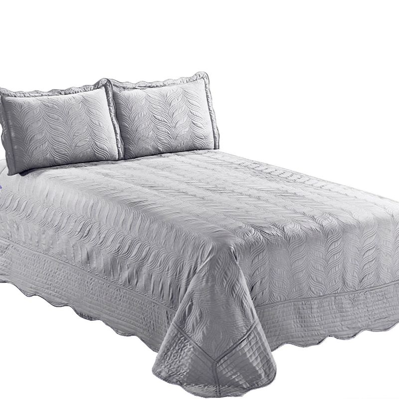 MALLORCA - Quilt Bordado 2 Plazas Versailles Gris