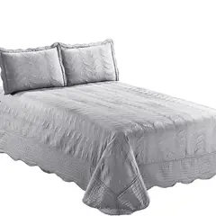 MALLORCA - Quilt Bordado 1,5 Plazas Versailles Gris