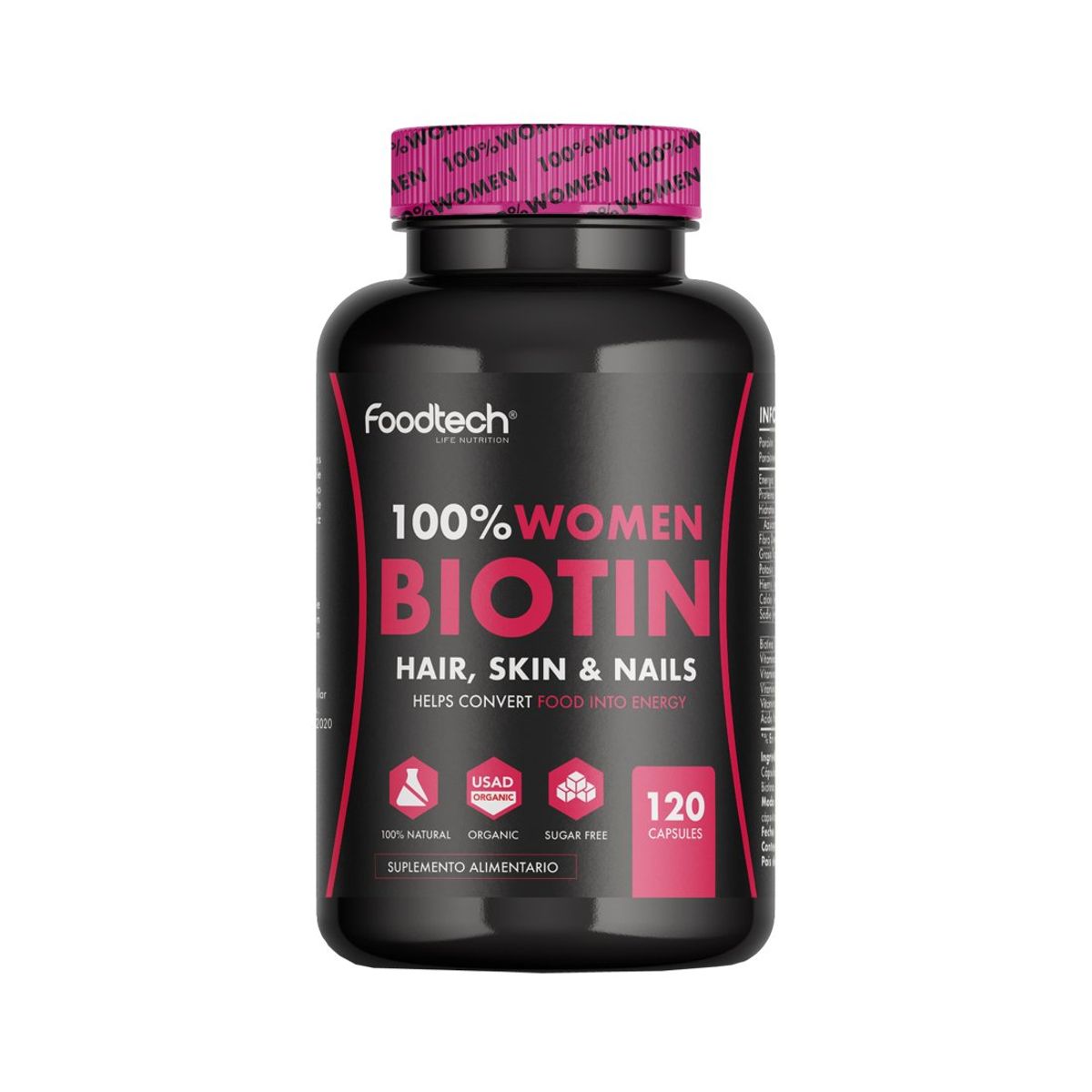 FOODTECH - 100% WOMEN BIOTIN 120 CAPS - FOODTECH