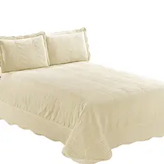 MALLORCA - Quilt Bordado 2 Plazas Versailles Crudo
