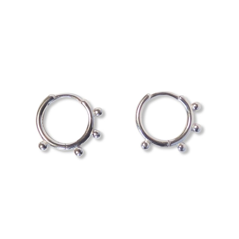 ANDREA COGGIOLA JOYAS - Aros Argolla 4 Bolitas Bisagra Plata Fina 925