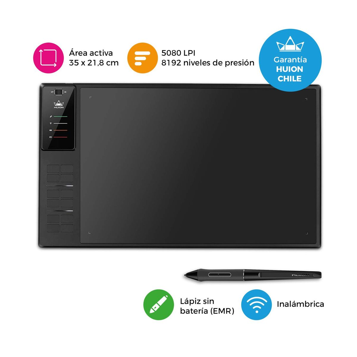 HUION - Tableta Gráfica Inalámbrica Huion Inspiroy WH1409 V2