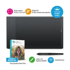 HUION - Tableta Gráfica Inspiroy Q11K V2 con Clip Studio y Guante
