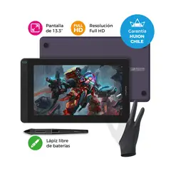 HUION - Tableta Gráfica Monitor Kamvas 13 Purple con Guante