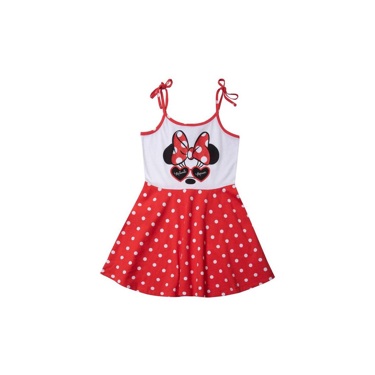 DISNEY - Vestido Niña Minnie Puntos Y Lazo Rojo Disney