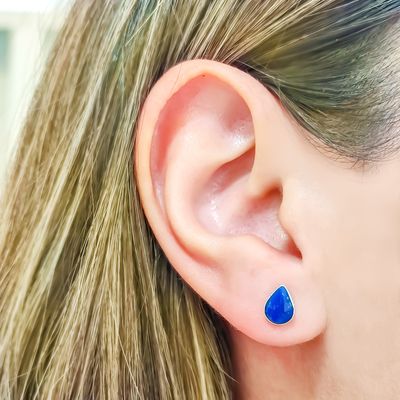 Imagen 2 del producto Aros Gota Lapislázuli Plata Fina 925