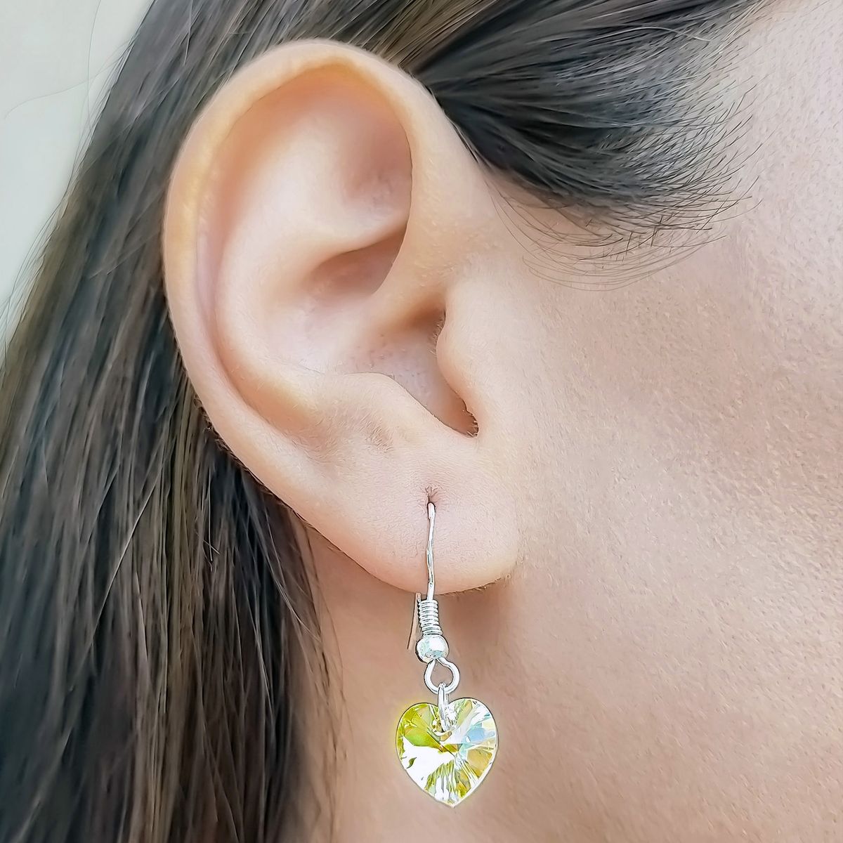 COGGIOLA - Aros Corazón Cristal Austríaco Aurore Boreale Gancho Plata Fina 925