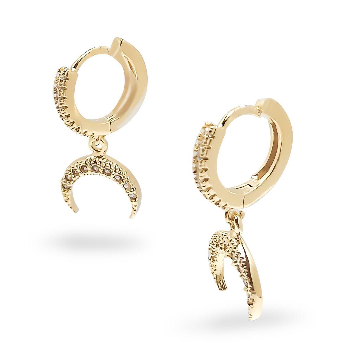 COGGIOLA - Aros Argolla Luna Invertida Circón Enchapado Oro 18K