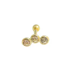 GENERICO - Aros Mujer Piercing trío circones Bañado en Oro Philippa Joyas