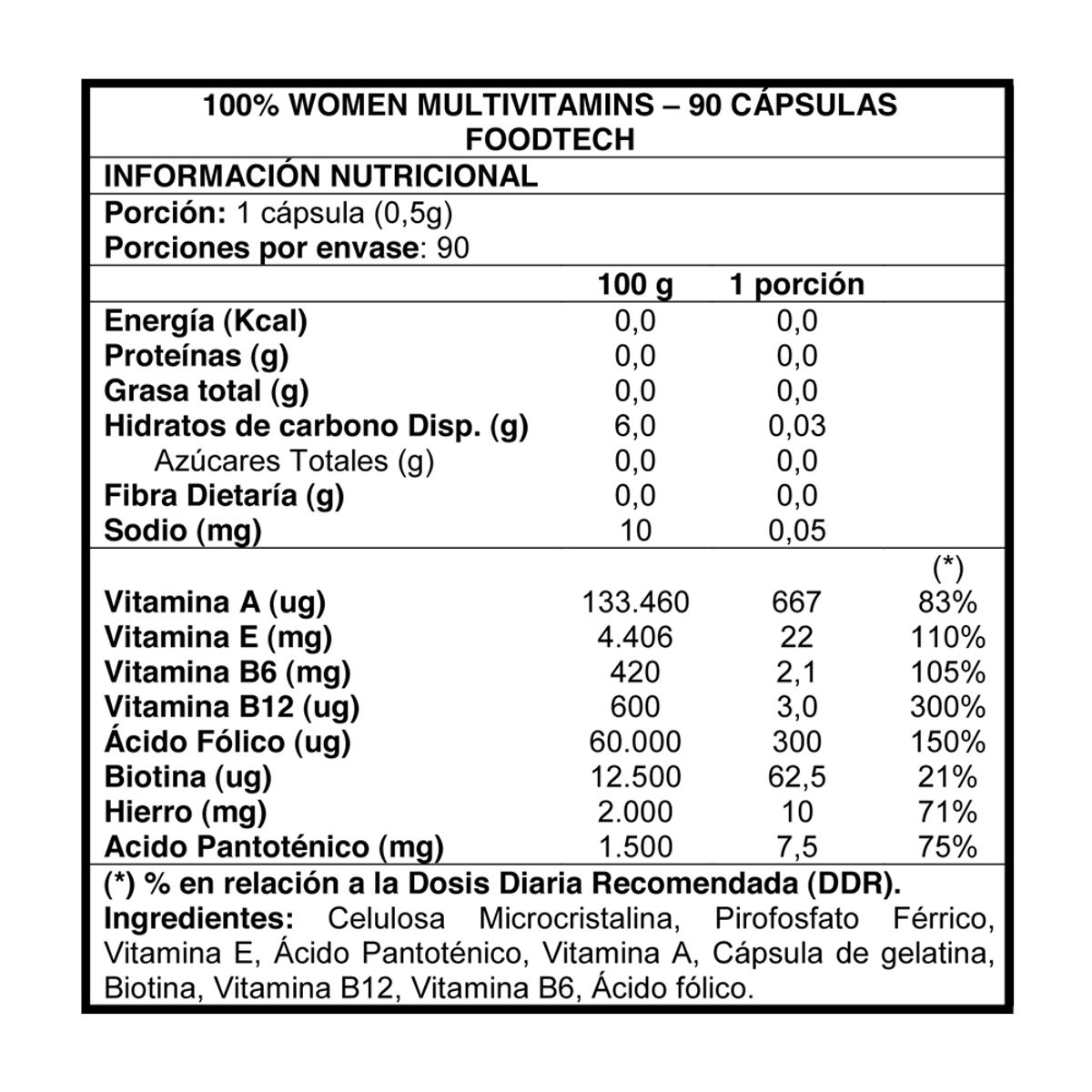 FOODTECH - 100% Women Multivitamins 90 caps - Foodtech 