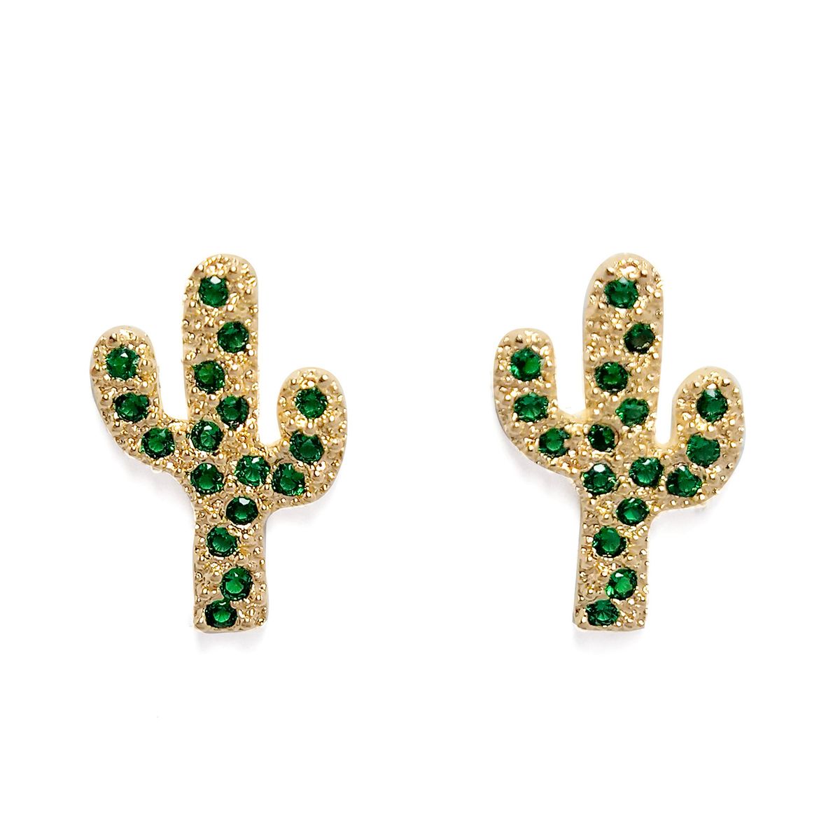 COGGIOLA - Aros Cactus Circón Verde Enchapado Oro 18K
