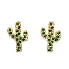 COGGIOLA - Aros Cactus Circón Verde Enchapado Oro 18K