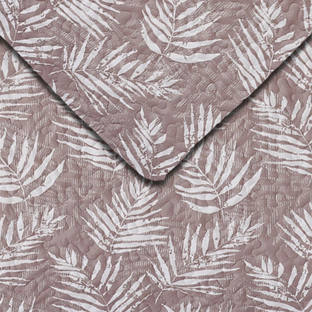 MALLORCA - Quilt Con Piecera Helechos Ocre 1,5 Plazas