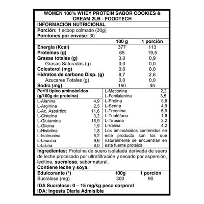 Imagen 2 del producto 100% Women Whey 2lbs - Cookies and Cream + Shaker Women