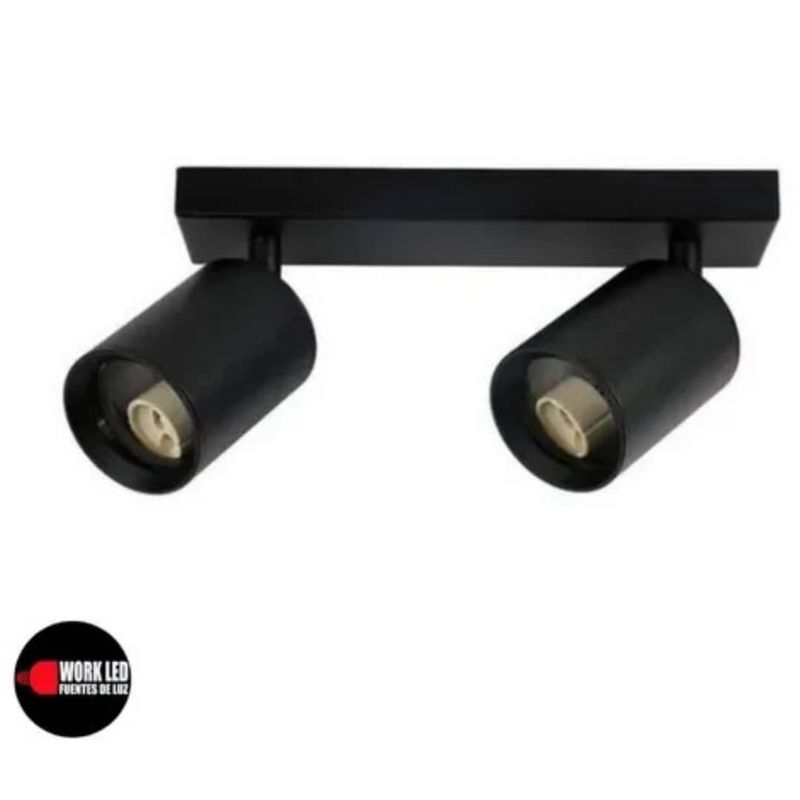 GENERICO - Foco Aplique Porta 2 X Gu10 Negro Techo O Muro Orientable Luz Neutra