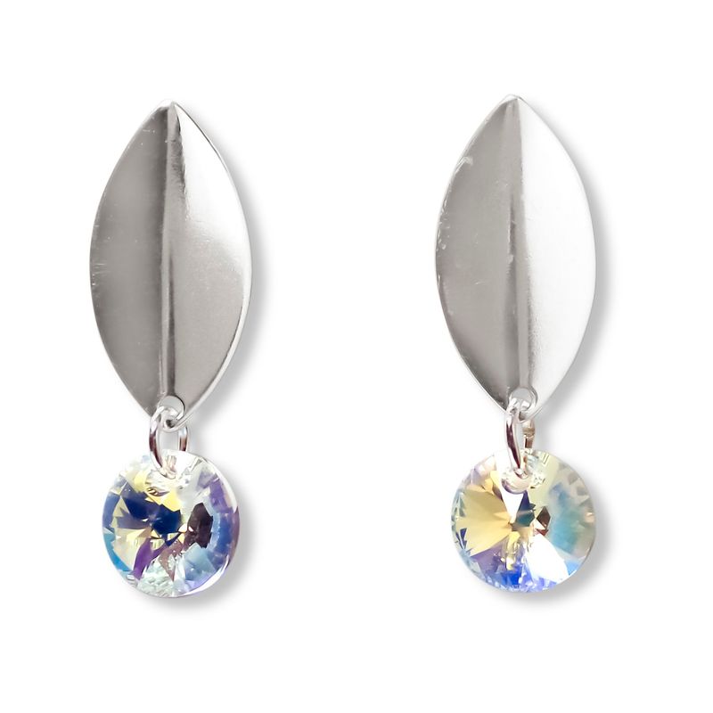 ANDREA COGGIOLA JOYAS - Aros Cristal Austriaco Aurore Boreale Enchapado Plata Fina 925