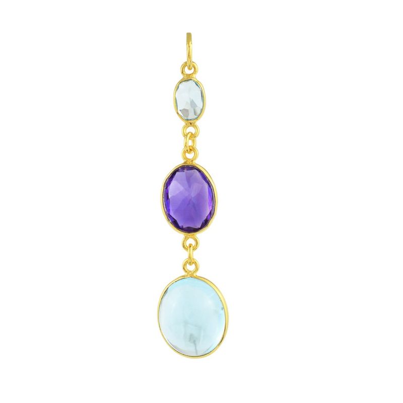 ALYN B JOYAS - Collar Pendiente de plata bañado en Oro Topacio Amatista Topacio