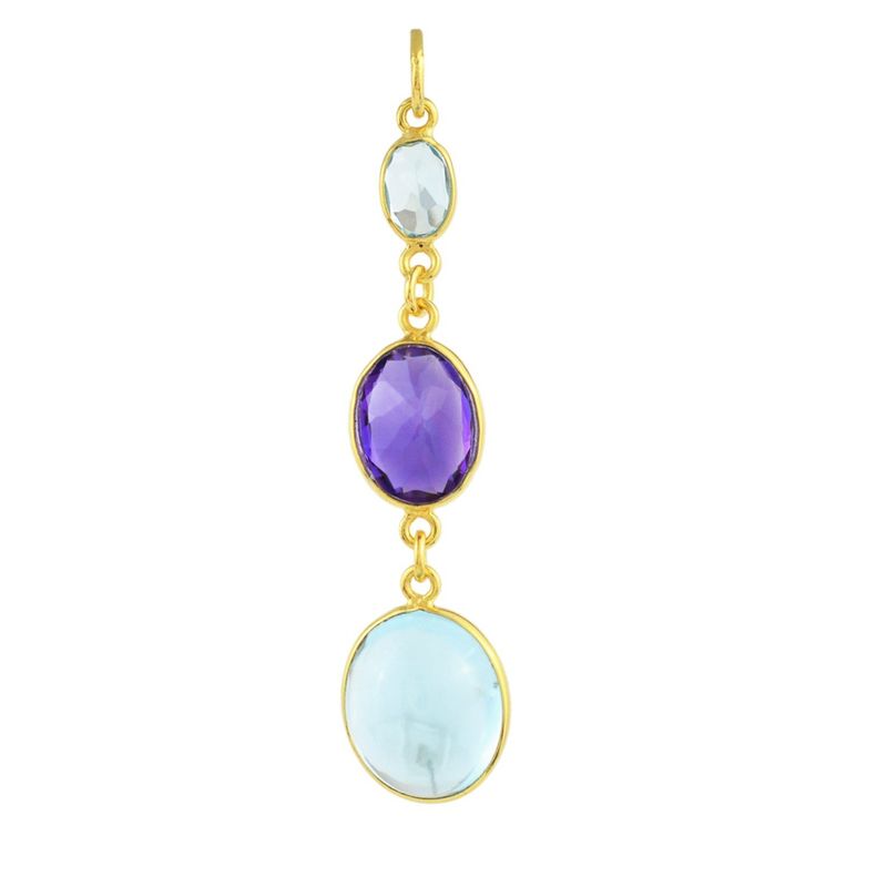 ALYN B JOYAS - Collar Pendiente de plata bañado en Oro Topacio Amatista Piedra Luna