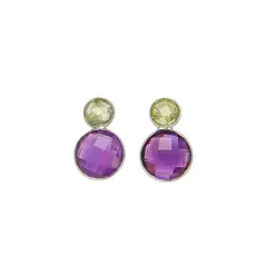 ALYN B JOYAS - Aros Plata Amatista dos colores