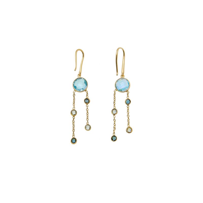ALYN B JOYAS - Aros de plata Bañado en Oro Topacios Azules