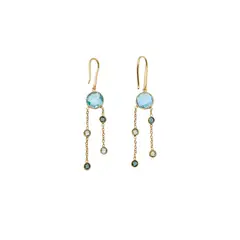 ALYN B JOYAS - Aros de plata Bañado en Oro Topacios Azules