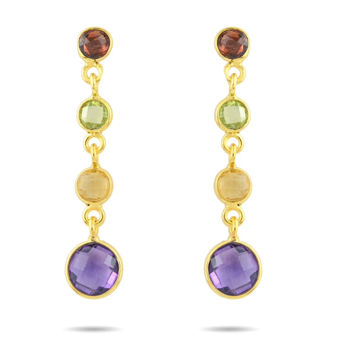 ALYN B JOYAS - Aros de plata Bañados en oro Amatista tri color